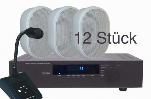 bis 300 qm Hintergrundbeschallung BGM1 als 2-Bereichsanlage